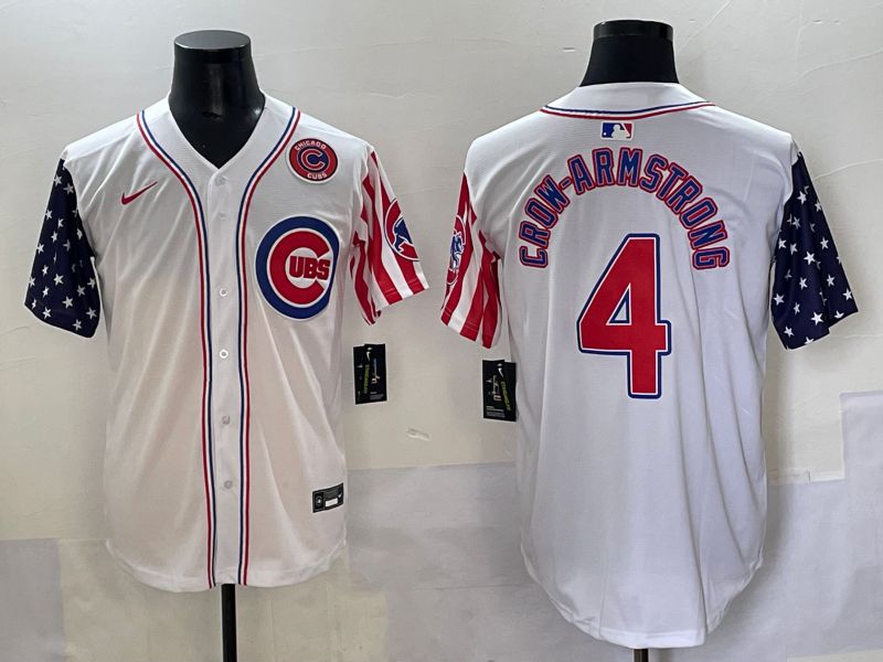 Men 2025 Chicago Cubs #4 Crow-Armstrong White a generation of national flags Joint Name Nike MLB Jersey style 5->chicago cubs->MLB Jersey